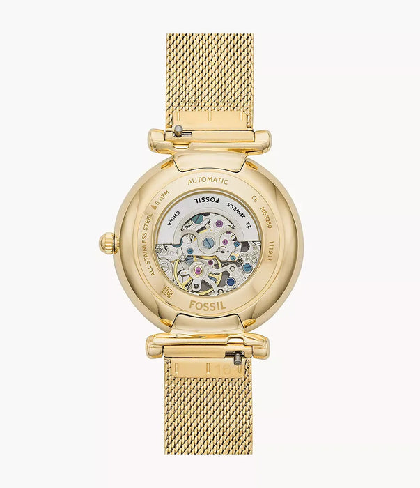 Fossil Carlie Mechanical Gold Stainless Steel Women Watch Me3250_5