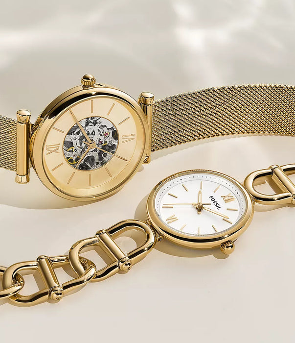 Fossil Carlie Mechanical Gold Stainless Steel Women Watch Me3250_6