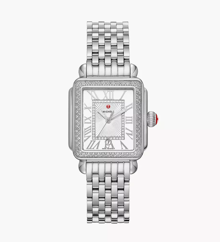 Michele Deco Madison Mid Stainless White Silver Dial Silver Strap Women's Watch MWW06G000001