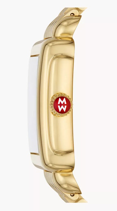 Michele Deco Madison Mid 18K Gold Diamond Swiss Three Hand Quartz White Silver Dial Stainless Steel Watch MWW06G000014