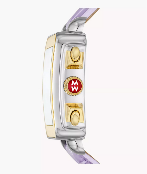 Michele Deco Sport Two-Tone Lavender Silver Dial Purple Leather Strap Women's Watch MWW06K000064