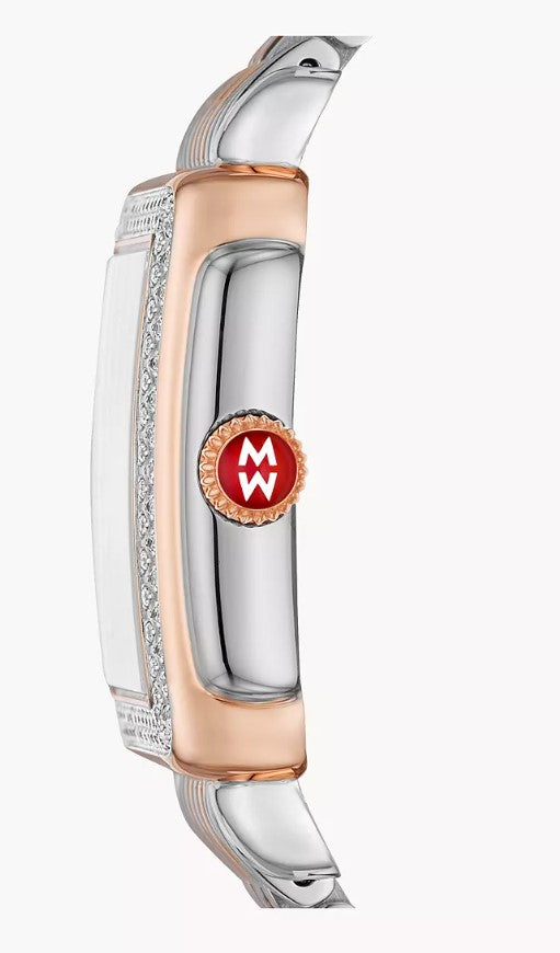 Michele Deco Madison Two-Tone 18K Pink Gold Diamond White Silver Dial Stainless Steel Watch MWW06T000220