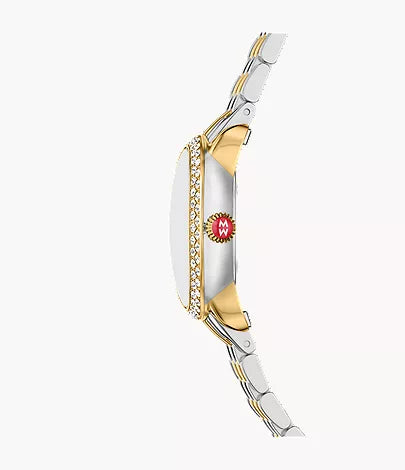 Michele Serein Oval Diamond Two-Tone 18K Gold-Plated Watch MWW21H000002
