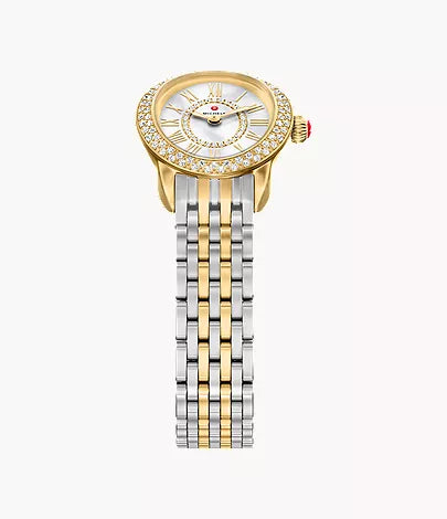 Michele Serein Oval Diamond Two-Tone 18K Gold-Plated Watch MWW21H000002