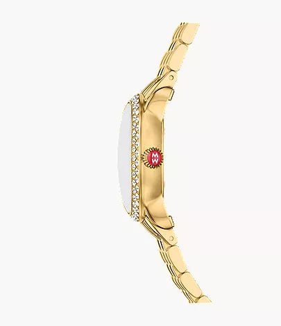 Michele Serein Oval Diamond 18K Gold-Plated Watch MWW21H000003