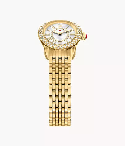Michele Serein Oval Diamond 18K Gold-Plated Watch MWW21H000003