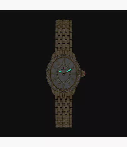 Michele Serein Oval Diamond 18K Gold-Plated Watch MWW21H000003