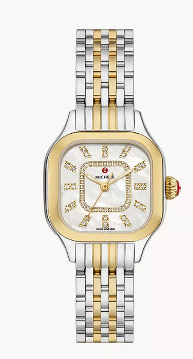 Michele Meggie Two-Tone 18K Gold-Plated Diamond White Dial Stainless Steel Watch MWW33B000009