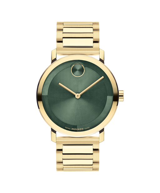 Movado BOLD Evolution 2.0 Green Museum Pale Gold Watch 3601156
