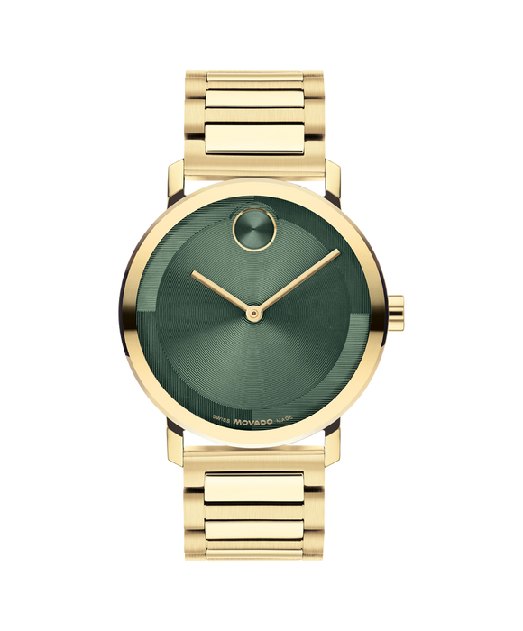 Movado BOLD Evolution 2.0 Green Museum Pale Gold Watch 3601156
