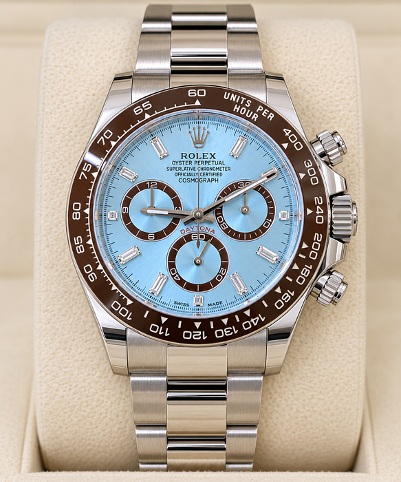 Rolex Cosmograph Daytona 126506 Platinum Ice Blue Baguette Diamond Dial 40mm 2026