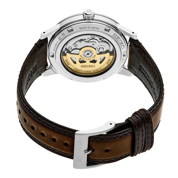 Seiko Presage Gold Brown Leather Strap Men's Watch Srpl75_3