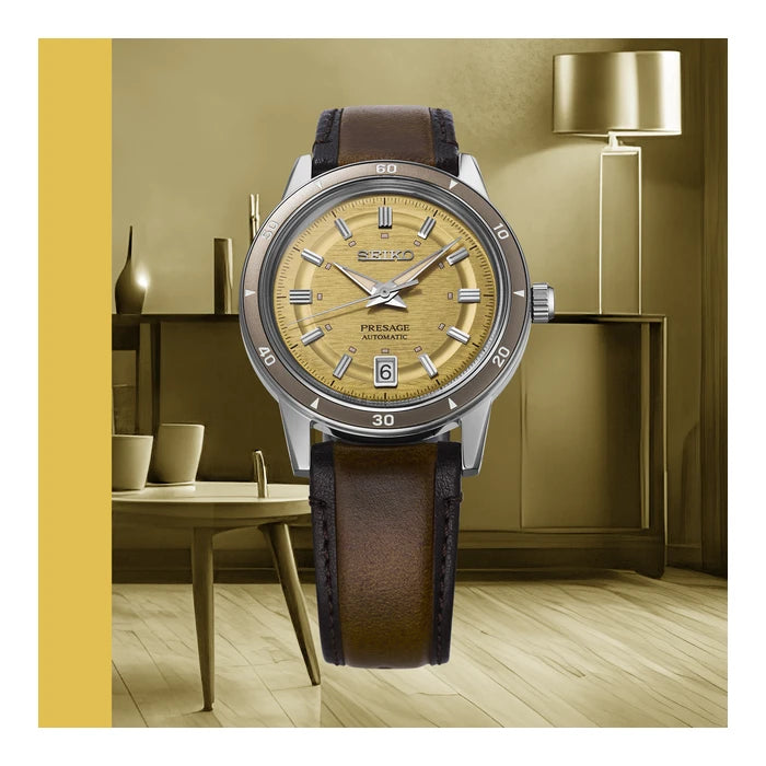 Seiko Presage Gold Brown Leather Strap Men's Watch Srpl75_4