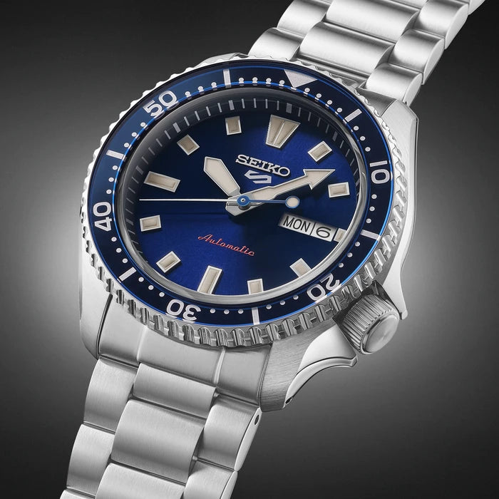 Seiko 5 Sports Blue Stainless Steel Bracelet Men's Watch Srpl83_4