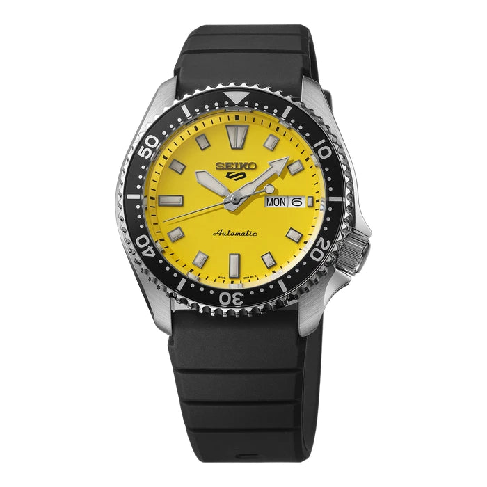 Seiko 5 Sports Yellow Silicone Strap Men's Watch Srpl87_1