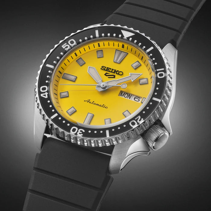 Seiko 5 Sports Yellow Silicone Strap Men's Watch Srpl87_4
