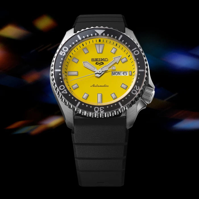 Seiko 5 Sports Yellow Silicone Strap Men's Watch Srpl87_5