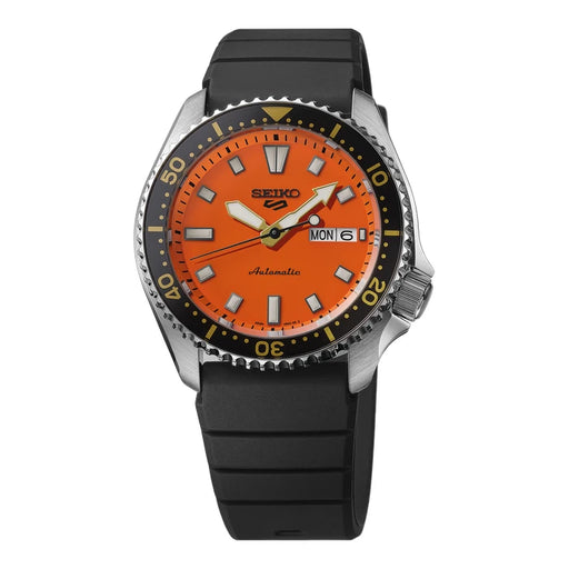 Seiko 5 Sports Orange Silicone Strap Men's Watch Srpl89_1
