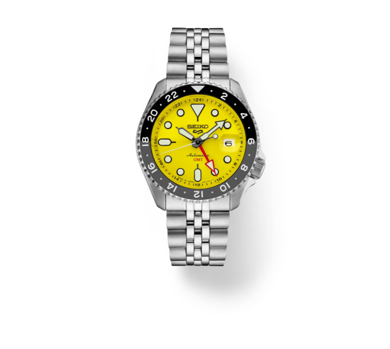 Seiko 5 Sports SKX Sports Style GMT U.S. Special Creation Bright Yellow Dial Men's Watch SSK017
