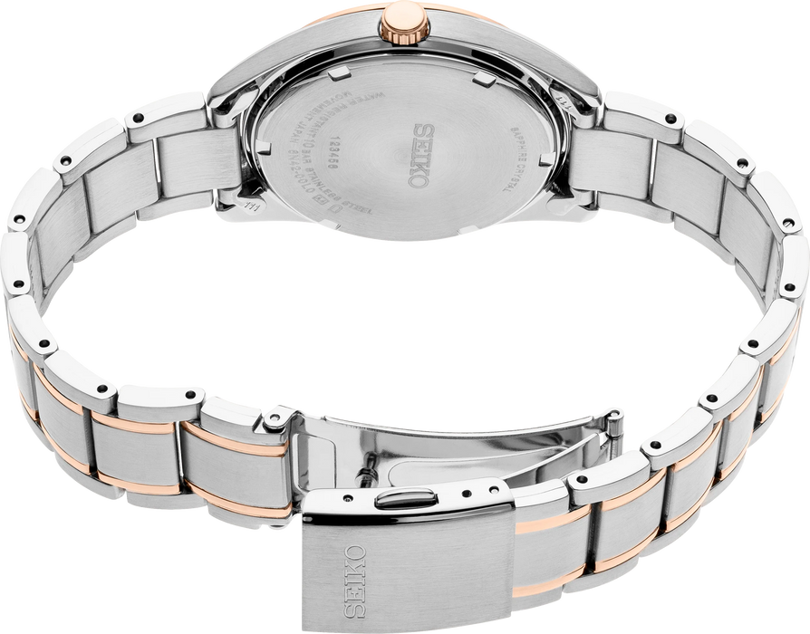 Seiko Essentials Silver Dial and Rose Gold Two-tone Bracelet Men's Watch SUR322