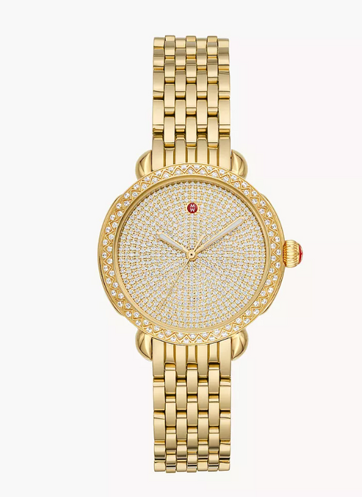 Michele Sidney Classic 18K Gold-Plated Diamond Gold Dial Women's Watch MWW30B000009