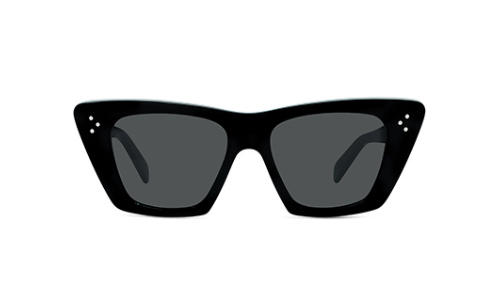 Celine Bold 3 Dots CL40187I 01A  Shiny Black/ Smoke Organic Cat eye Women's Sunglasses