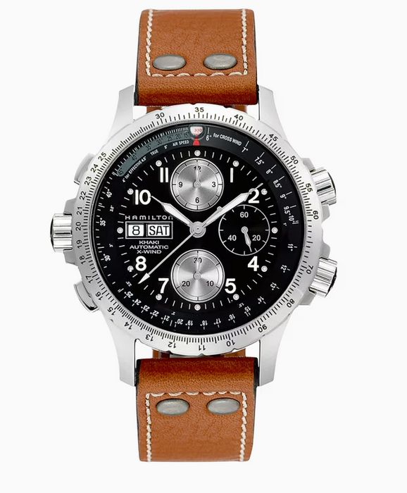 Hamilton Khaki Aviation X-Wind Day Date Auto Chrono Black Dial Round Men's Watch H77616533