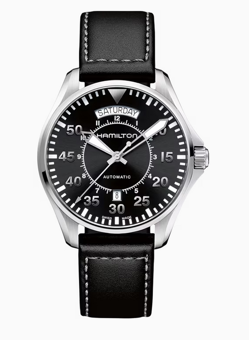 Hamilton Aviation Pilot Day Date Automatic Round Black Dial 42mm Men's Watch H64615735