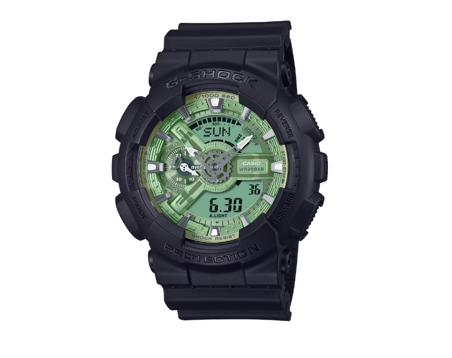 Casio G-Shock Analog Digital GA-110 Series Green Dial Men's Watch GA110CD-1A3