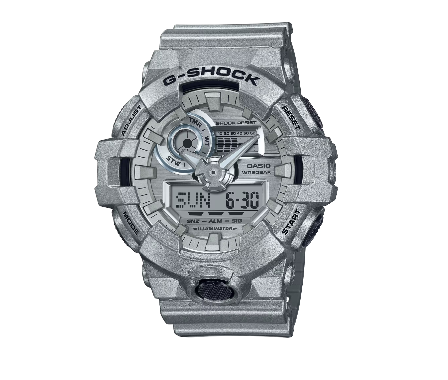 Casio G-Shock Analog Silver Dial Digital GA700 Series Men's Watch GA700FF-8A