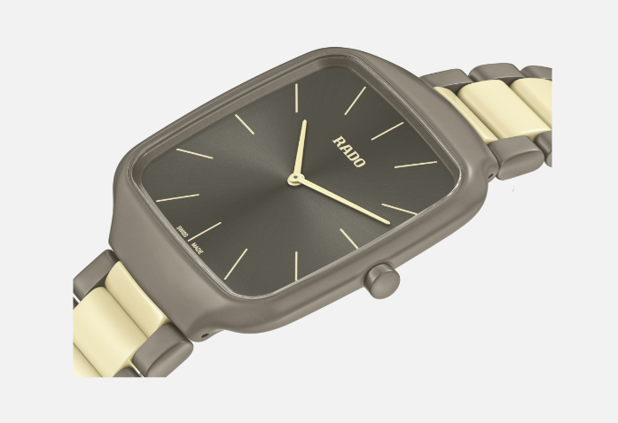Rado True Square Thinline Les Couleurs™ Le Corbusier Brown, Grey Square Dial High-Tech Ceramic Unisex Watch R27046172