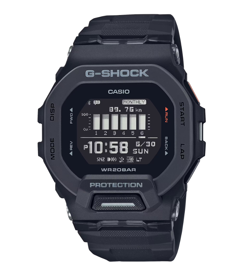 G-Shock Casio Bluetooth Step Counter Digital Square Black Watch GBD200-1