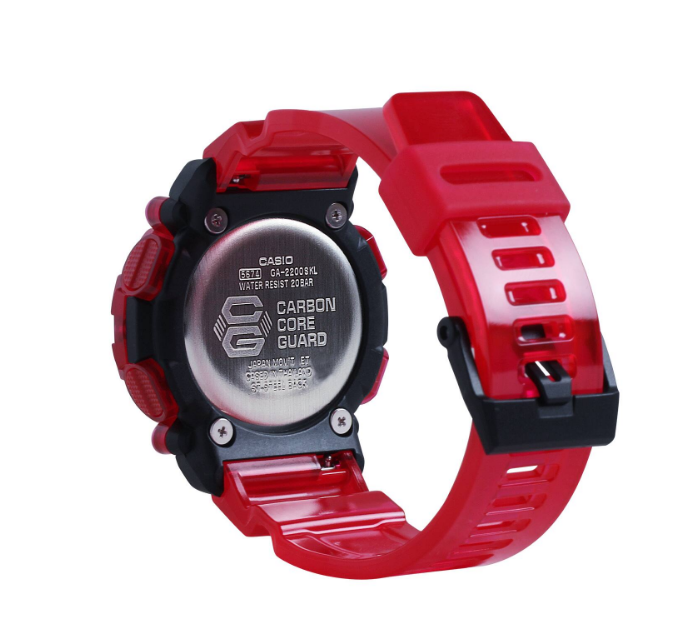 Casio G-Shock Analog-Digital Shock Resistant Transparent Red Watch GA2200SKL-4A