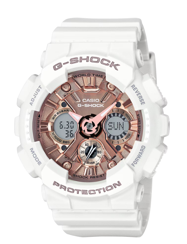 G-Shock White & Rose Gold S Series Shock Resist Watch GMAS120MF-7A2