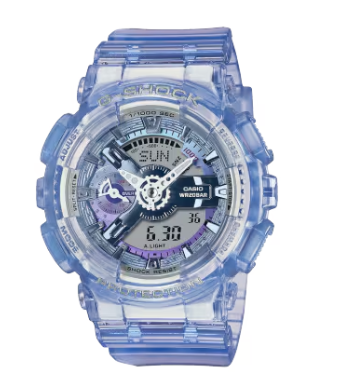Casio G-Shock Analog Digital Transparent Blue Dial Women's Watch GMAS110VW-6A