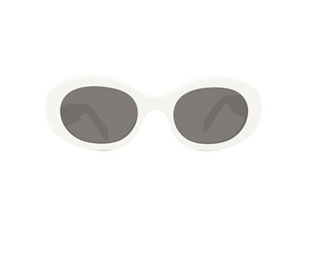 Celine Triomphe CL40194U 25A Shiny Ivory Smoke Organic Oval Women's Sunglasses.