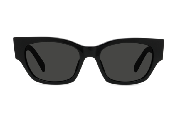 Celine MONOCHROMS CL40197U 01A Shiny Black/Smoke Organic Cat Eye Women's Sunglasses.