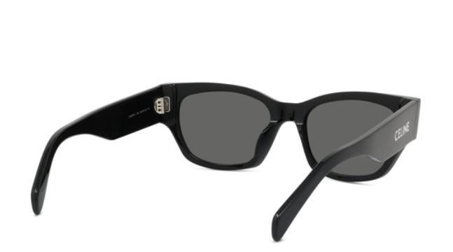 Celine MONOCHROMS CL40197U 01A Shiny Black/Smoke Organic Cat Eye Women's Sunglasses.