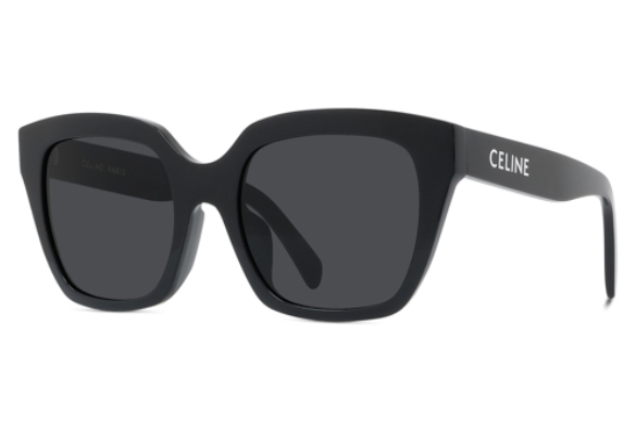 Celine MONOCHROMS CL40198F 01A Shiny Black/Smoke Organic Cat Eye Women's Sunglasses.