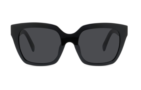 Celine MONOCHROMS CL40198F 01A Shiny Black/Smoke Organic Cat Eye Women's Sunglasses.