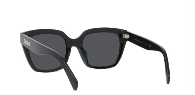 Celine MONOCHROMS CL40198F 01A Shiny Black/Smoke Organic Cat Eye Women's Sunglasses.