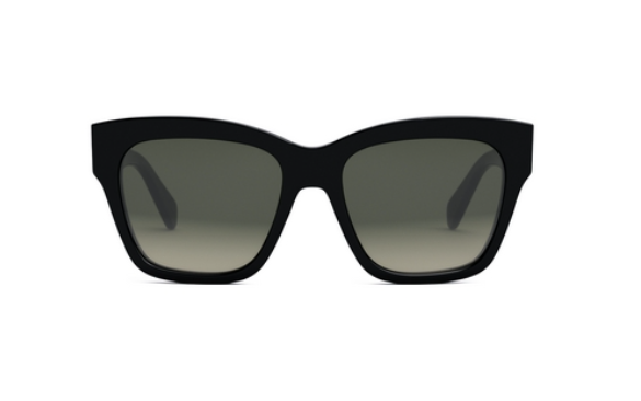 Celine TRIOMPHE CL40253I 01F Shiny Black/Gradient Brown Organic Cat Eye Women's Sunglasses.