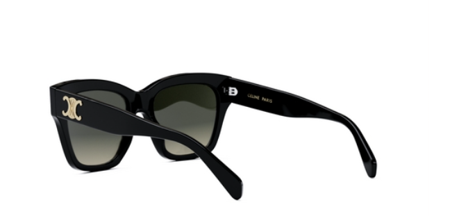 Celine TRIOMPHE CL40253I 01F Shiny Black/Gradient Brown Organic Cat Eye Women's Sunglasses.