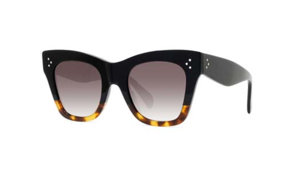 Celine BOLD 3 DOTS CL4004IN 05K Shaded Black in Glossy Dark Havana/ Gradient Roviex Organic Cat Eye Women's Sunglasses.