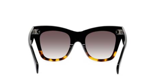 Celine BOLD 3 DOTS CL4004IN 05K Shaded Black in Glossy Dark Havana/ Gradient Roviex Organic Cat Eye Women's Sunglasses.