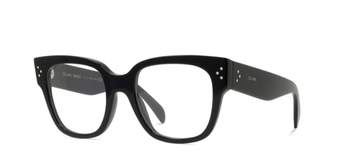 Celine BOLD 3 DOTS CL50066I 001 Shiny Black Soft Square Women's Eyeglasses.