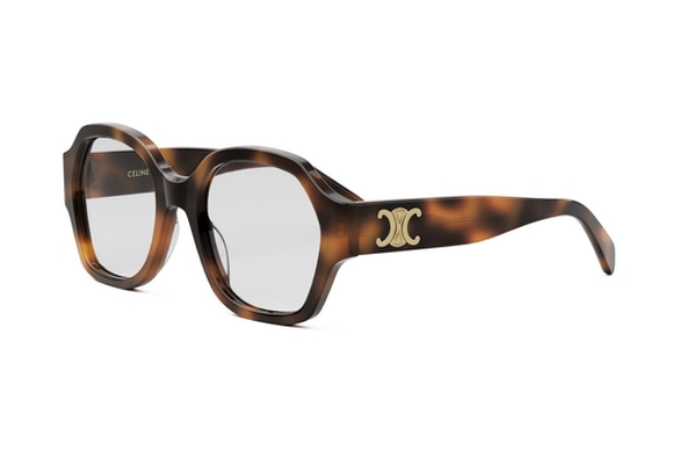 Celine TRIOMPHE CL50134I 053 Shiny Classic Havana Geometric Women's Eyeglasses.