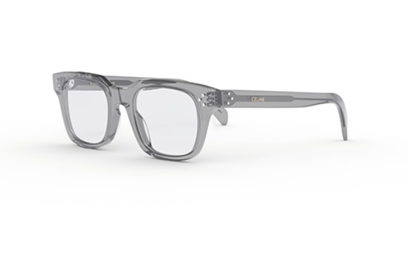 Celine BOLD 3 DOTS CL50120I 020 Shiny Transparent Light Grey Geometric Men's Eyeglasses.