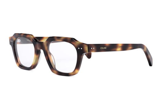 Celine THIN 2 DOTS CL50128I 053 Shiny Blonde Havana Geometric Men's Eyeglasses.