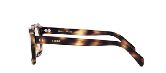 Celine THIN 2 DOTS CL50128I 053 Shiny Blonde Havana Geometric Men's Eyeglasses.